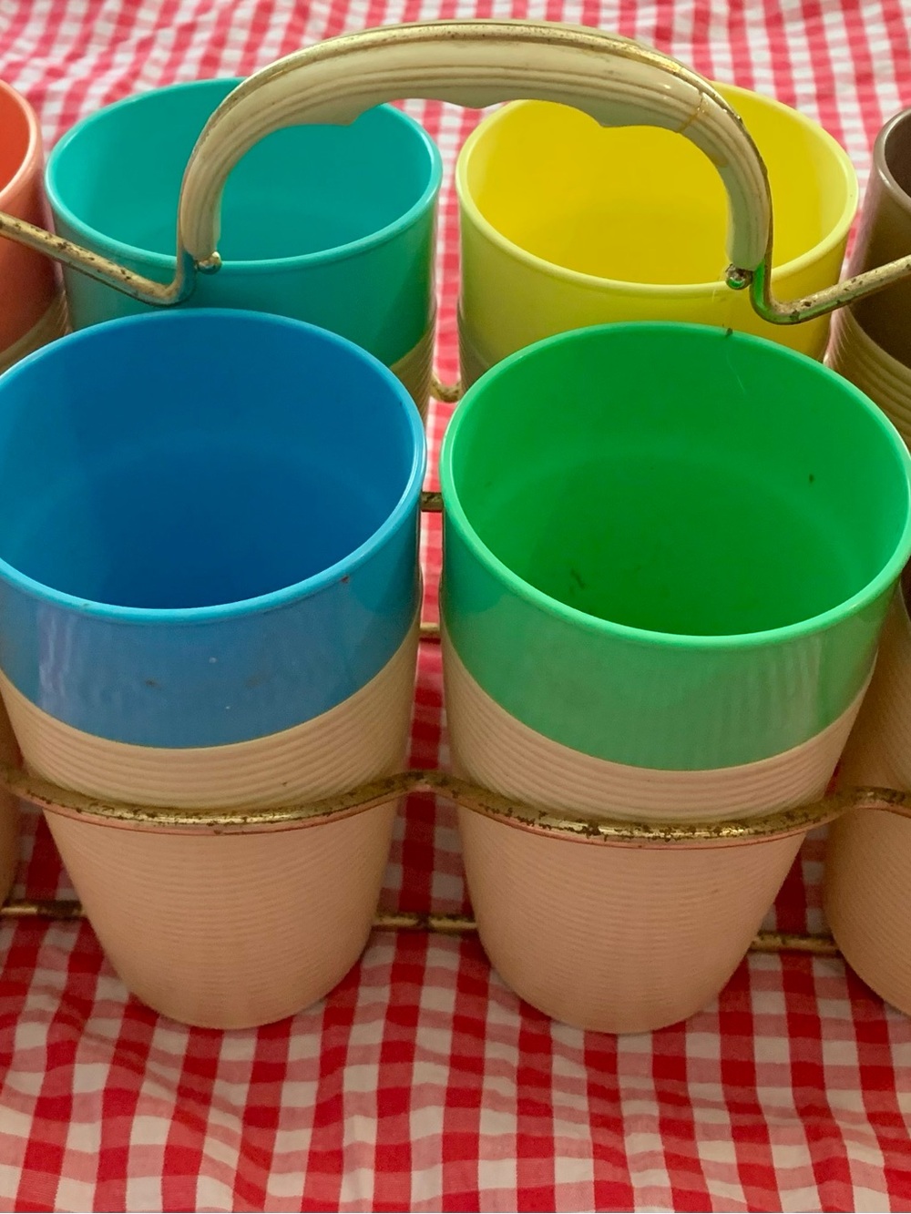 Vintage Raffia Ware by Thermo King Tumbler Set with Caddy
